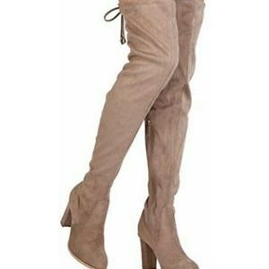 Taupe thigh high boots